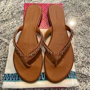 Tory Burch Leather Everly Chain Thing Sandals Sz 10 New in Box